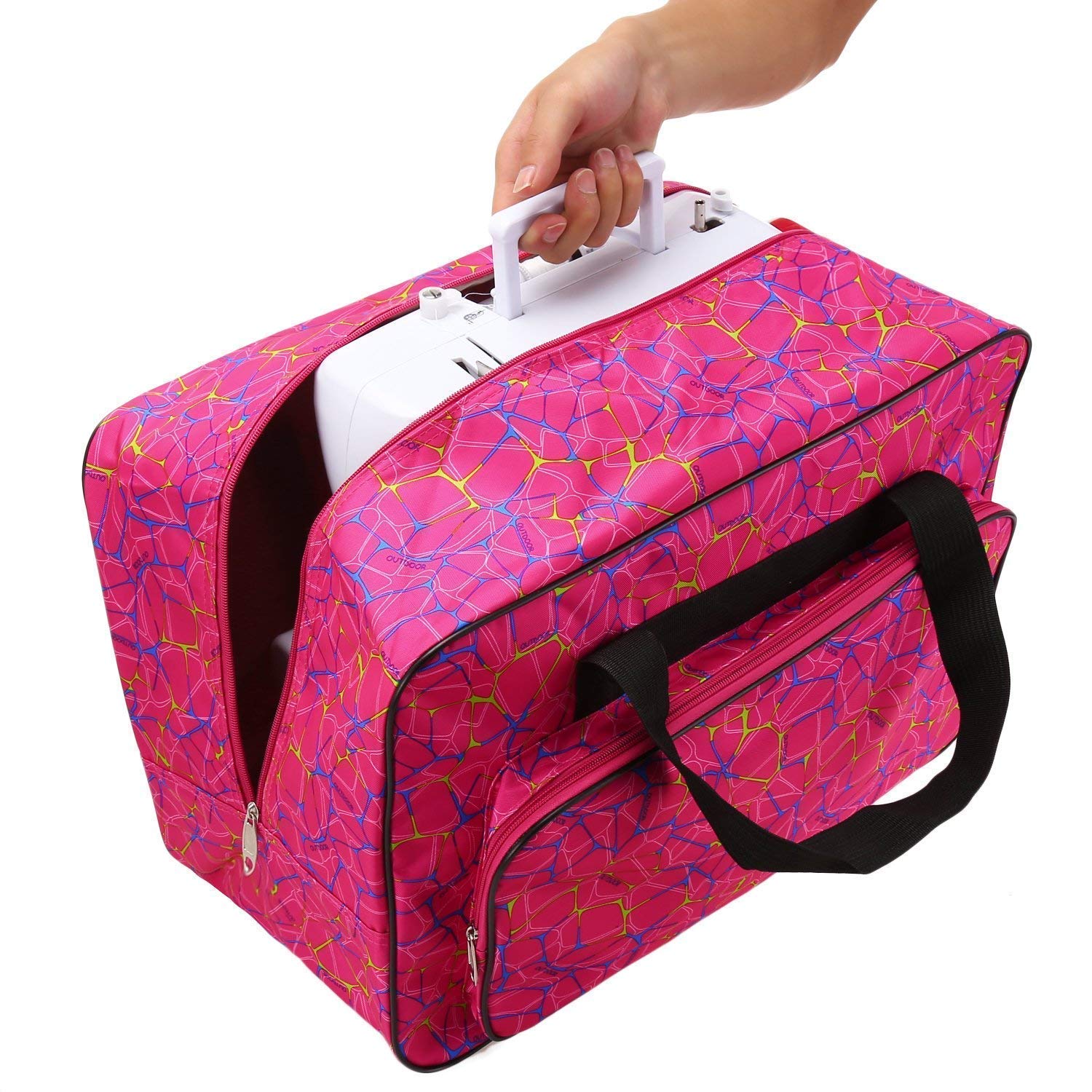 Sewing Machine Carrying Case Tote Bag, Nylon Carry Bag, Padded Storage Cover Carrying Case with Pockets and Handles, Suitable for Most Standard Singer, Brother, Janome