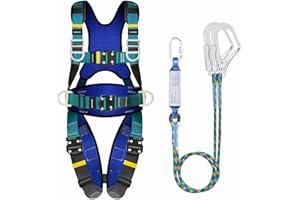 DIJJIG Full Body Protection Safety Harness 5pt Adjustment Safe Comfortable Construction Positioning Extra LongThick Leg Back Padded Push Button Quick Lock Buckle OSHA/ANSI compliant
