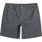 maamgic Men's Classic-fit 7" Cotton Casual Shorts Elastic Waistband with Multi-Pocket Daily Wear Walking Summer Outfit
