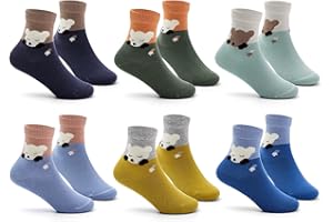 Boys Cotton Socks Kids Seamless Toe Socks Cartoon Crew Socks for Boys 6 Pairs