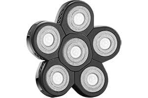 FOXSONIC Universal 6 Blade Replacement Heads for Mainstream Shaver Brands, Bald Shaver Replacement Heads with Blade Cover (Black)