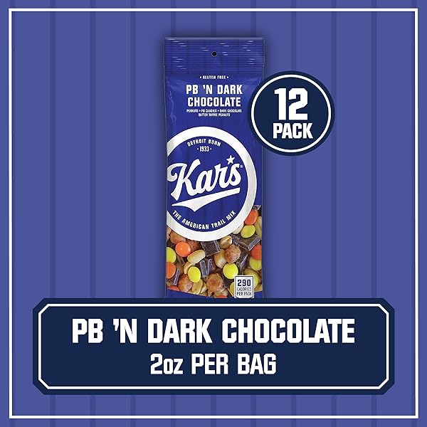 KAR’S NUTS PEANUT BUTTER ‘N DARK CHOCOLATE TRAIL MIX, 2 OZ – RESEALABLE POUCH (PACK OF 12), GLUTEN-FREE TRAIL MIX SNACK