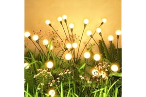 Flumy Solar Garden Lights Outdoor - 4 Pack 32 LED Firefly Lights Waterproof, Garden Decorations for Yard Patio Pathway Lawn Outside, Unique Gifts for Grandma Women, Solar Decor Warm White