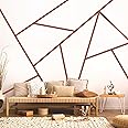 Geometric Line Wall Decal - Brown Striped Peel and Stick Modern Art Sticker - Removable Metallic Boho Vinyl Accent Mural for Living Room, Office, Bedroom Decor