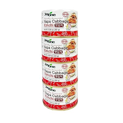 Korean Canned Kimchi, Napa Cabbage Kimchi, Naturally Fermented, Non-GMO, No preservatives, No additives- (5.64oz x 4)