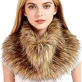 GREUS Faux Fur Collar Scarf for Winter, Soft Plush Shawl Neck Warmer Wrap, Fluffy Fake Fur Collar for Coats, Jackets, Costume