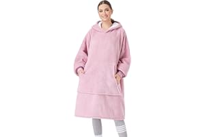 CozyLeep Wearable Blanket Hoodie Women Men, Warm Sherpa Oversized Hooded Blanket Sweatshirt Gifts for Adluts Mom Girlfriend (Pink)