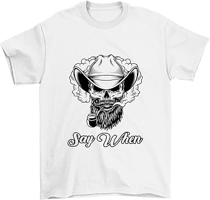 Amazon.com: Men's Say When Crewneck Funny T-Shirt Design Short Sleeve Tee: Clothing