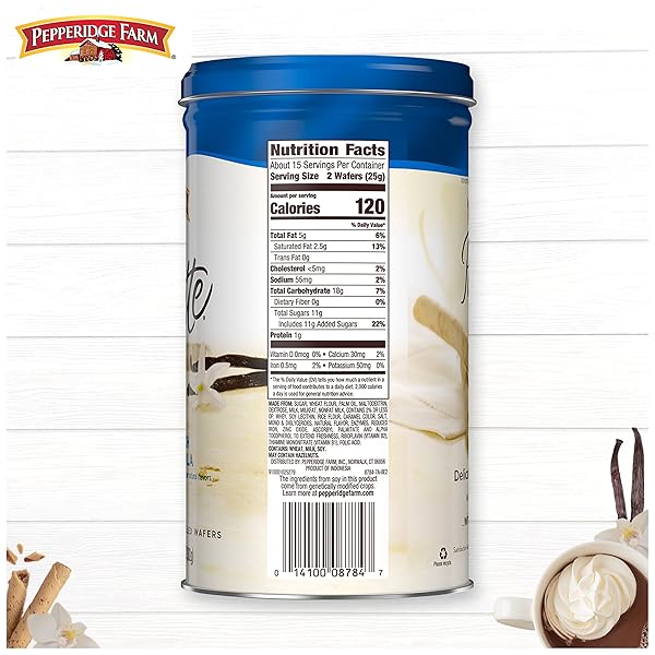 PEPPERIDGE FARM PIROUETTE COOKIES, FRENCH VANILLA FLAVORED CRÈME FILLED WAFERS, 13.5 OZ TIN