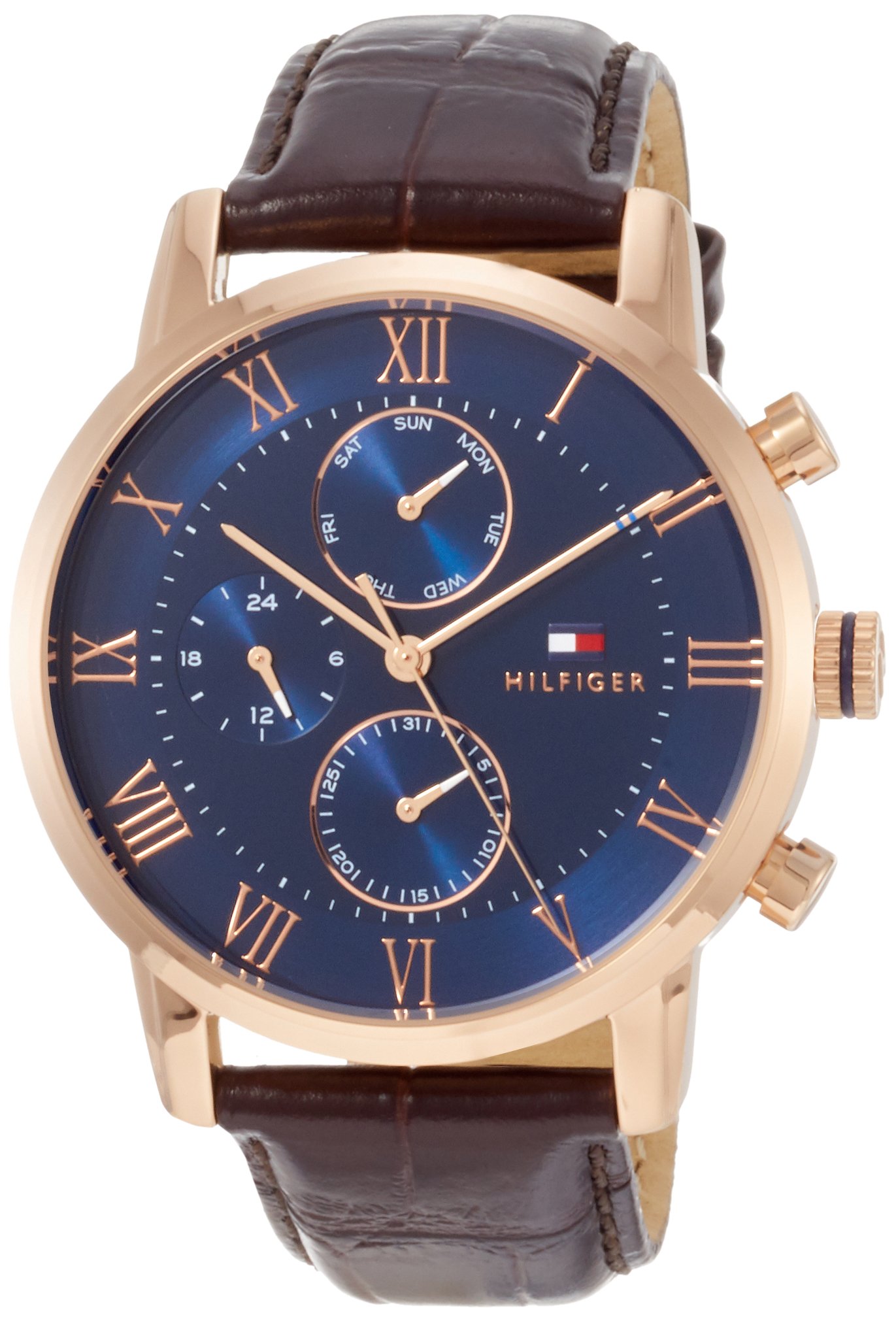 Tommy Hilfiger 1791399 Men's Watch, Brown, 1791399 Navy x Brown, 1 piece, Watch with Roman Index, Day Display, Elegance