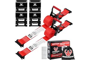 ARMORLOGISTICS Wheel Chock Tie Down Kit, Heavy Duty Trailer Tire Straps Kit for ATV, UTV, Lawn Mower, 4,400lb Max Break Strength