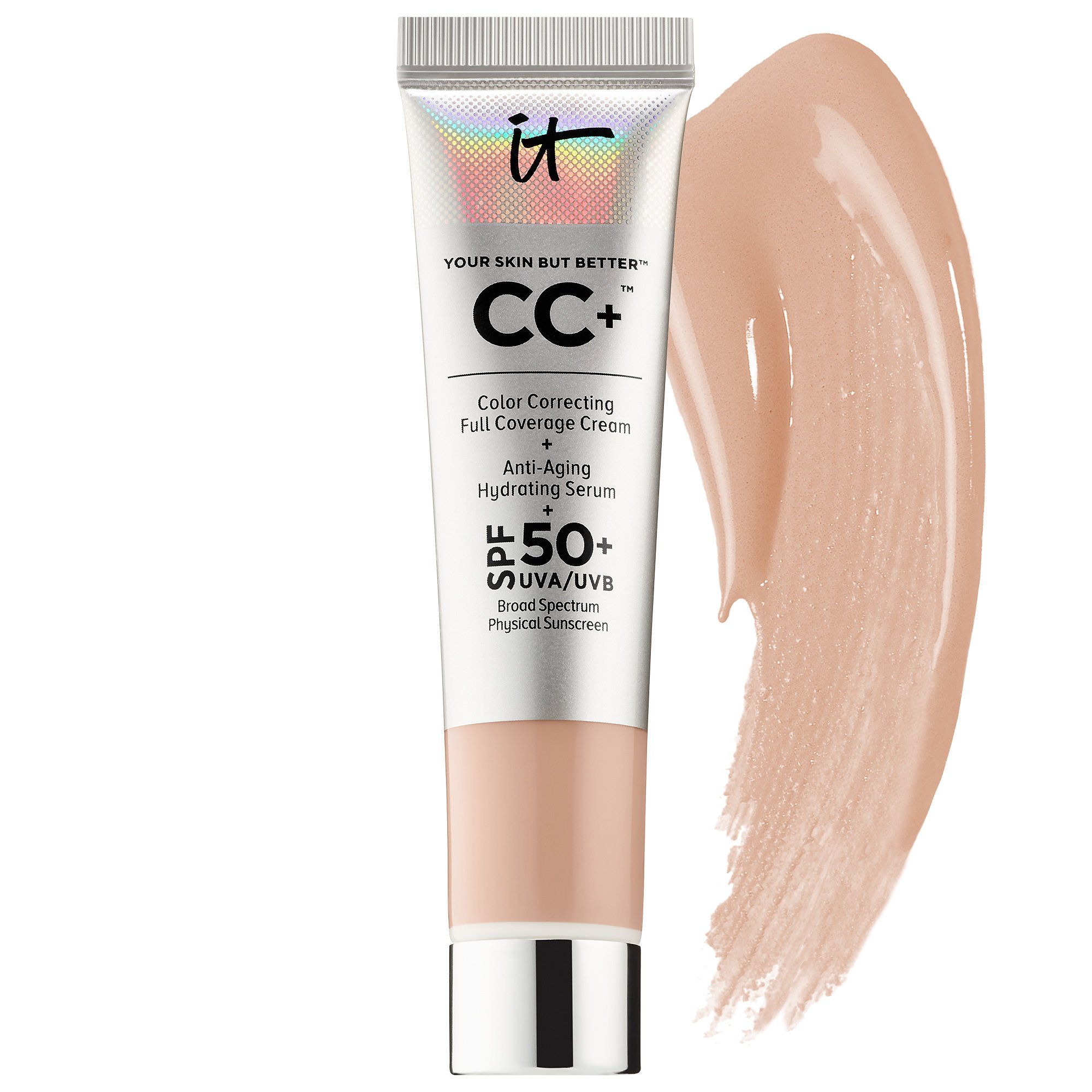 It Cosmetics Your Skin But Better CC+ Color Correcting Full Coverage Cream With Anti Aging Hydrating Serum! Shade Light! One 12ml Tube! Perfect For Covering Up Imperfections!