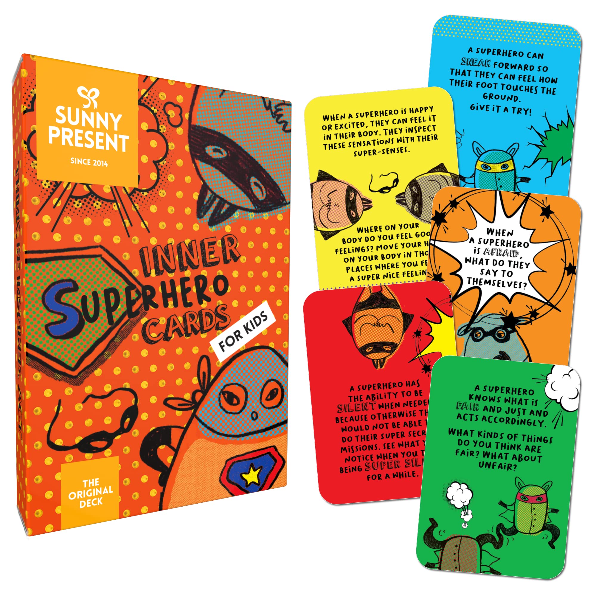 Sunny Present Inner Superhero Cards for Kids - 42 Thought-provoking Action Cards to Learn Skills Through Play: Emotions, Communication, and Discover Talents
