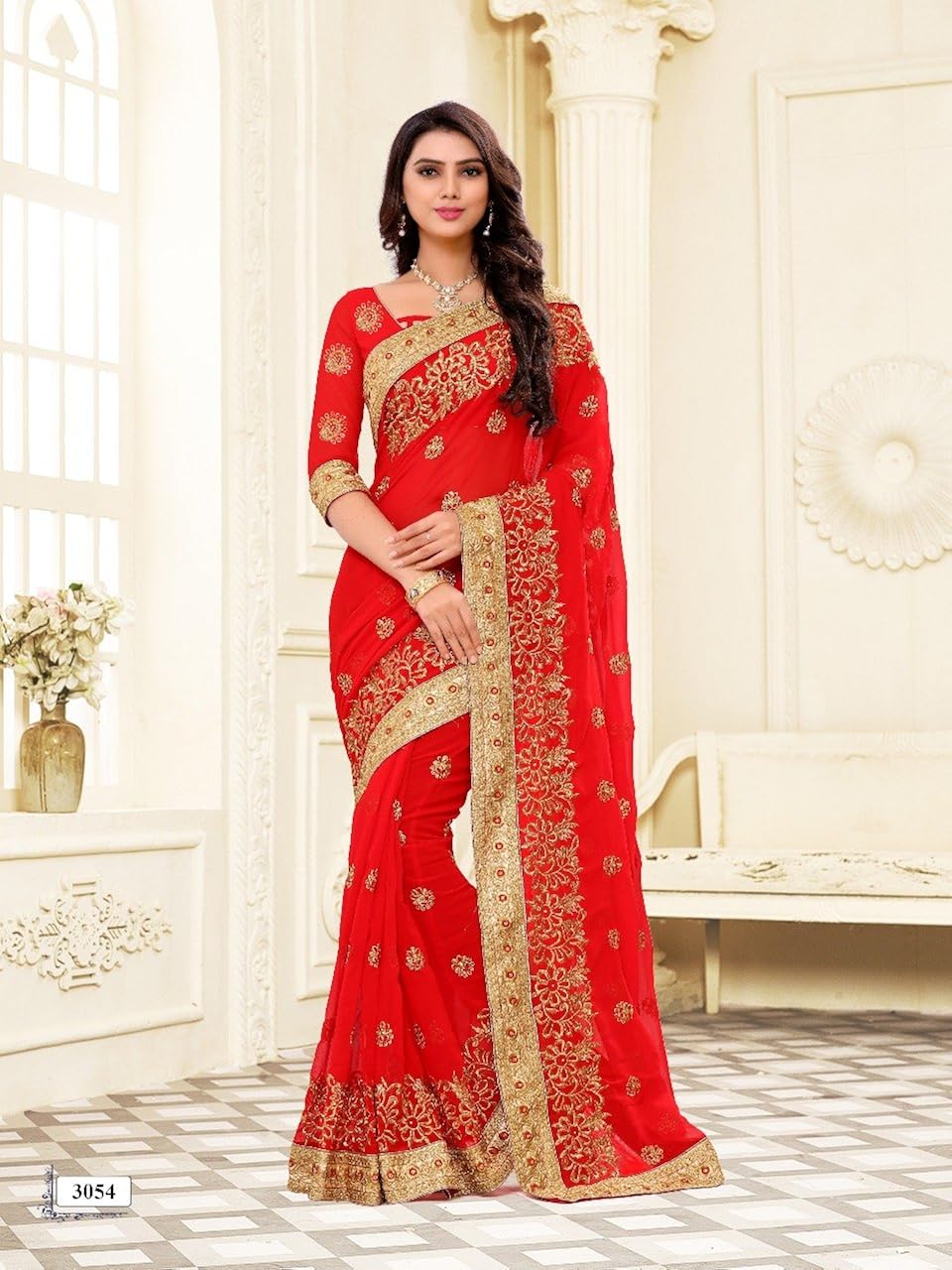 amazon red saree