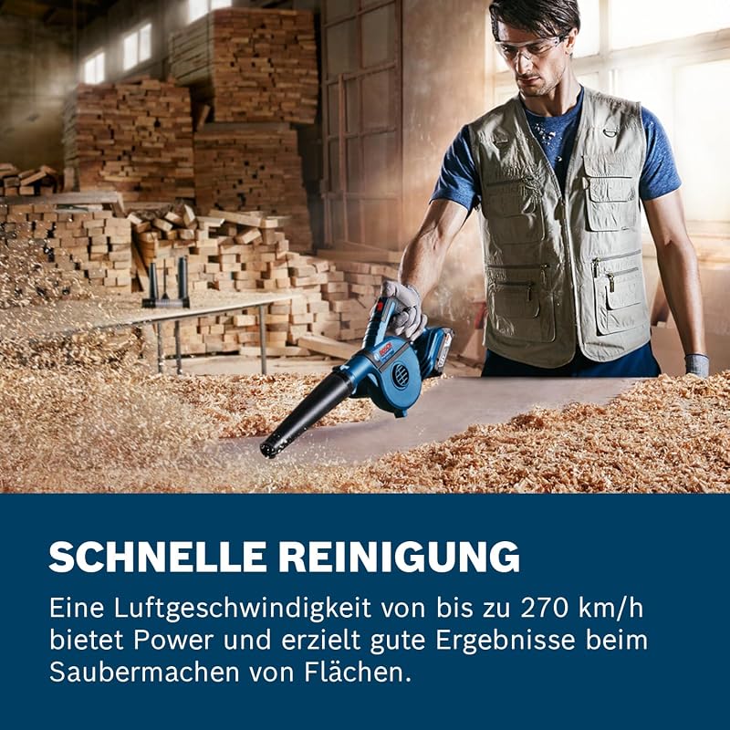 PRO 18V System Akku Gebläse GBL 18V-120 (inkl. 4x Aufsätze, Standarddüse, Verlängerungsrohr, Bohrlochdüse, Staubauffangbehälter, ohne Akku/Ladegerät)