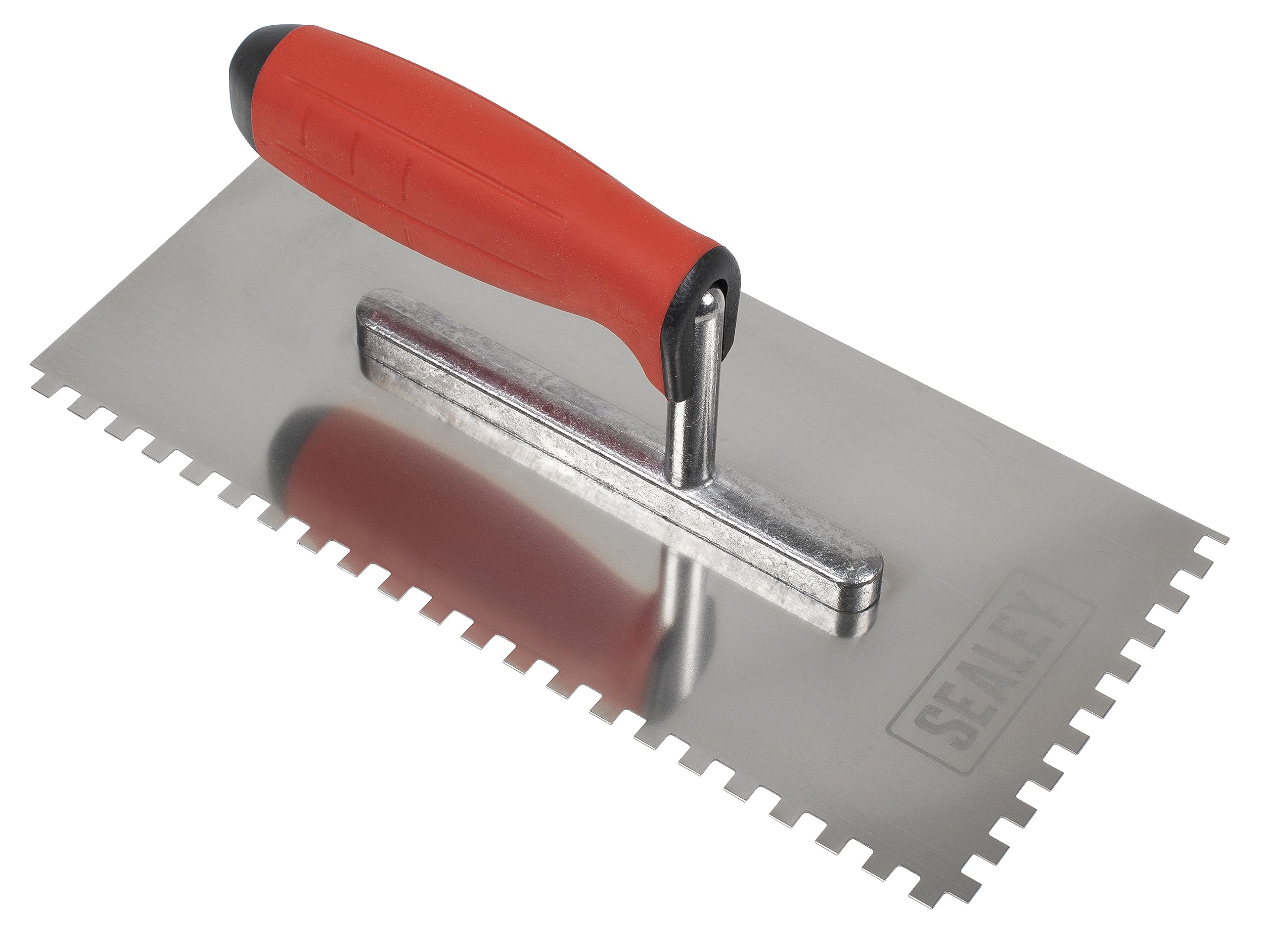 Sealey 270mm Stainless Steel Notch Trowel, Rubber Handle, Aluminium Foot, 6mm - T7806
