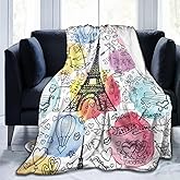 Paris Love Valentines Day Blanket, Soft Blankets Flannel Bed Throw Cozy Lightweight Plush Gifts for Women Girls Sofa Couch Bedroom Living Rooms Warm All Season, Home Decor, Small 50"x40"