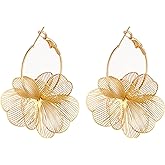 Dangle Flower Earrings for Women Statement Trendy Hoop Earring Floral Drop Earrings Jewelry