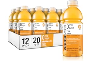 GLACEAU VITAMINWATER vitaminwater zero sugar rise, electrolyte enhanced water w/vitamins, orange drinks, 20 fl oz, 12 Pack