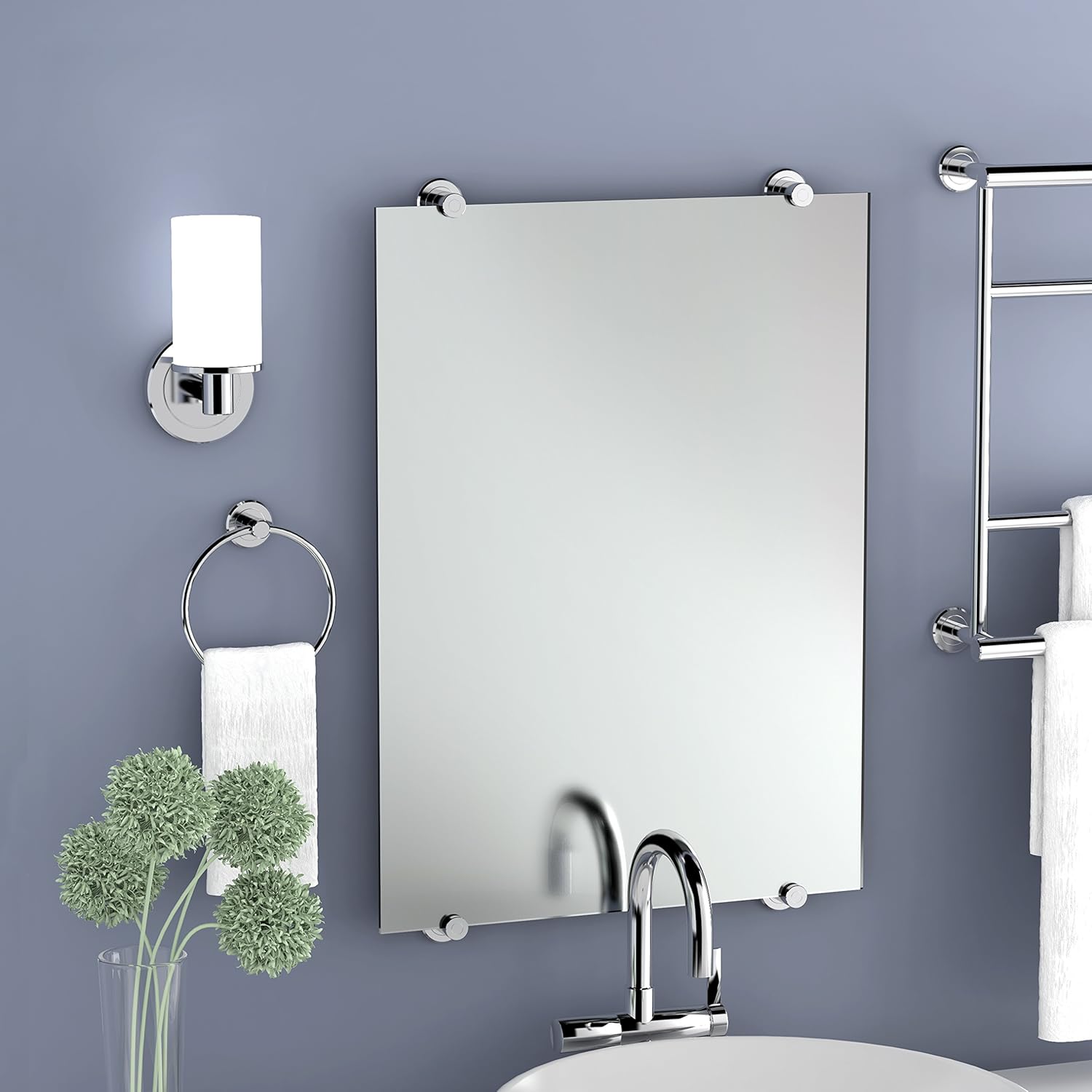Modern Square Base Tissue Holder Stand, 21.25", in Chrome - - 