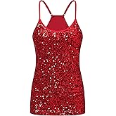 OThread & Co. Women's Glitter Sequin Camisole Top Night Out Party Spaghetti Strap Tank Top