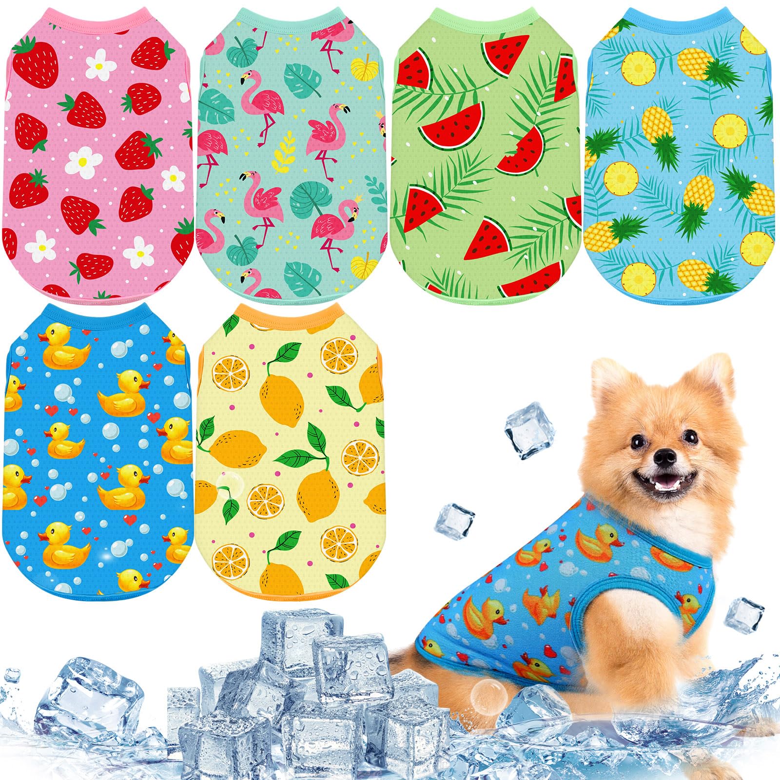 Photo 1 of Abbylike 6 Pack Summer Shirts for Dog, Stretchy Dog T Shirts, Cooling Quick Dry Lightweight Pet Sleeveless, Breathable Cats Puppy Vest, Tank Top for Pet Hunting Training Hiking Camping(S)