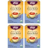 Yogi Honey Lavender Stress Relief Tea, 16 Tea Bags (4 Pack) | Organic Chamomile Lavender Blend with Lemon Balm, Lemongrass, Spearmint &amp; Peppermint, Traditionally Used for Relaxation