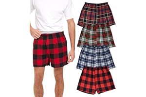 Andrew Scott Men's 4 Pack Cotton Flannel Super Soft Woven Boxer Shorts