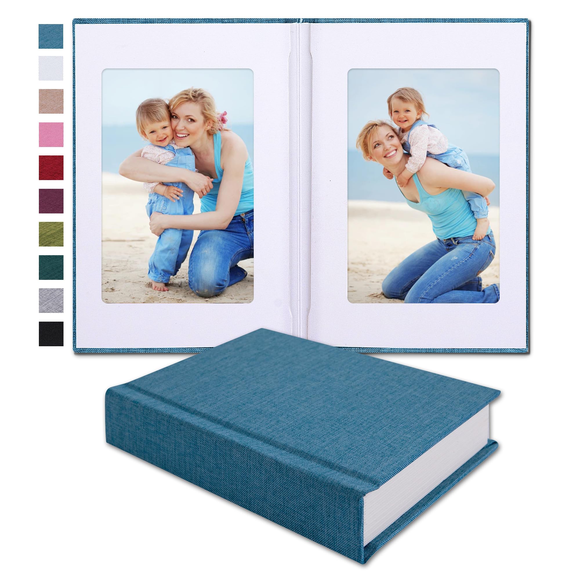 Pssoss Small 4x6 Photo Album with Writing Space Holds 20 Photos Ideal for Wedding Theme-Album and Baby Photo Album (Blue)