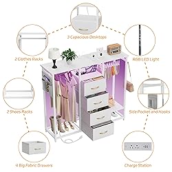 YAKANJ Dresser for Bedroom with 2 Clothes Racks,4