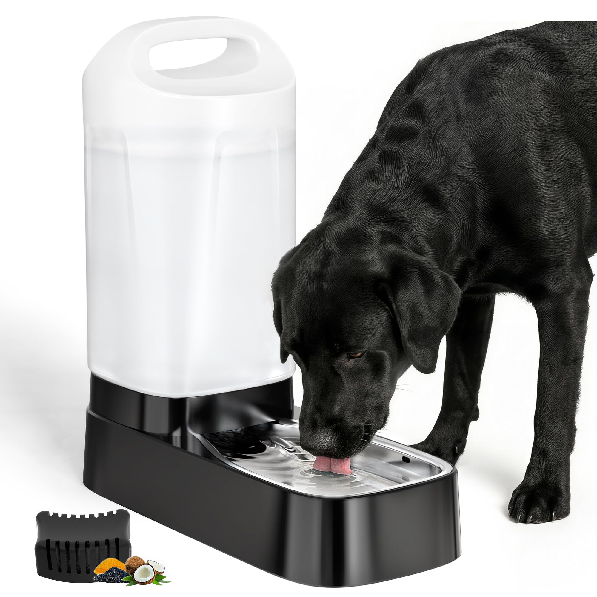 Photo 1 of Automatic Dog Water Bowl Dispenser with Filter - 2.4 Gal Large Gravity Auto Pet Water Feeder Waterer with Stainless Steel Bowl & Easy Carry Handle for Large Dog Cat Multi Pet Use