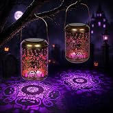 GIGALUMI Halloween Decorations 2-Pack Purple Solar Pumpkin Lights Outdoor | Glows Purple, IP65 Waterproof, Auto On/Off at Dusk, 8-12H Lighting, Garden Patio Decor