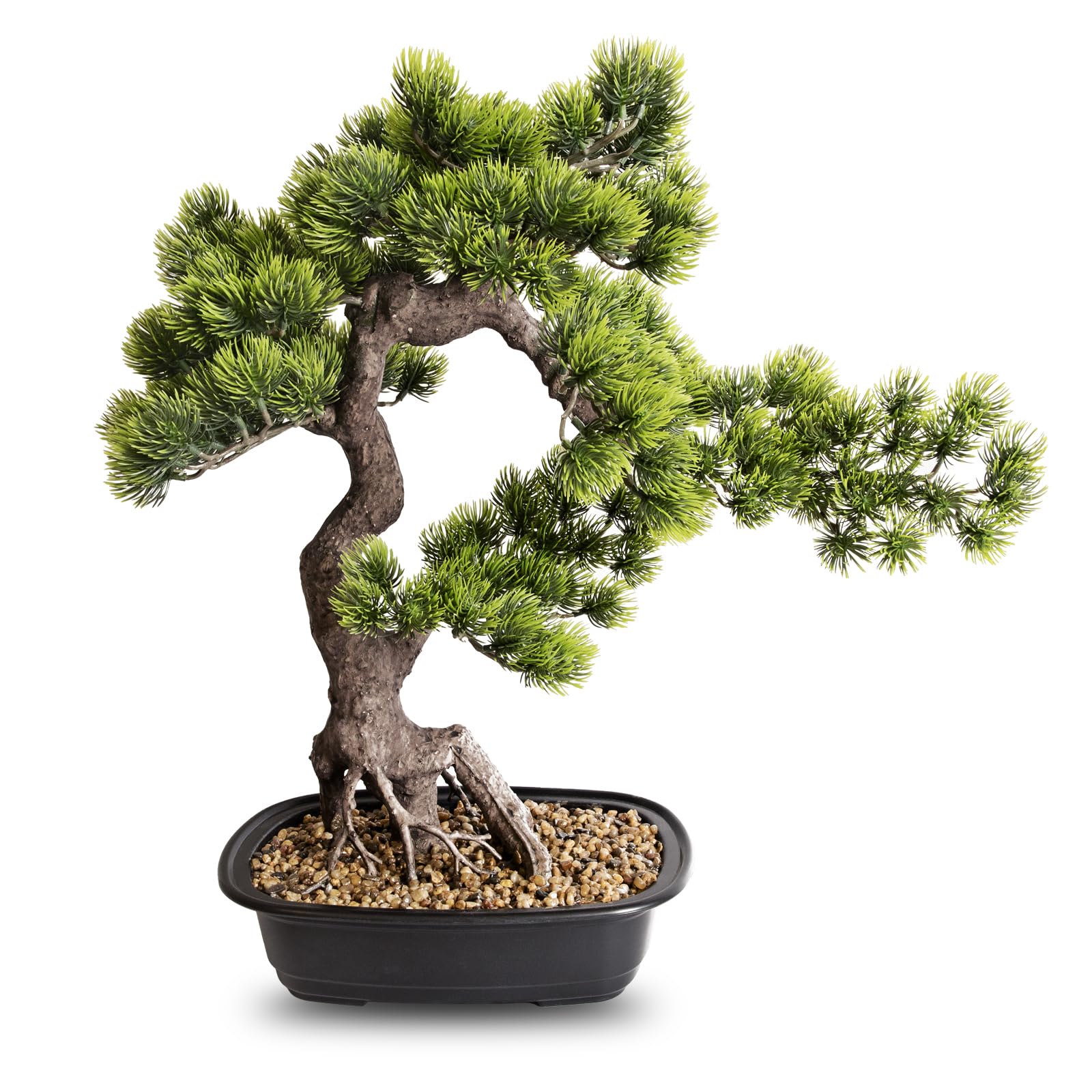 Photo 1 of Artificial Bonsai Plant, Large Faux Juniper Plants 20 inch, Faux Potted Pine Plants Indoor Decor for Office Desk Home Table, Greenery Desktop Bonsai Tree for Room Decorations, Tall 20"