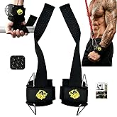 Gym Lifting Straps with Cuffed D Rings for Weightlifting and Cable Machine | Wrist Straps for Weightlifting with Non-Slip Silicone Coating for Deadlift, Pull Up, Row, Cable Workout, Fits Men and Women