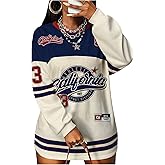 RoseSeek Women's Oversized Jersey Shirts Long Sleeve Y2K Graphic Tees Crew Neck Street T Shirts Game Day Outfit