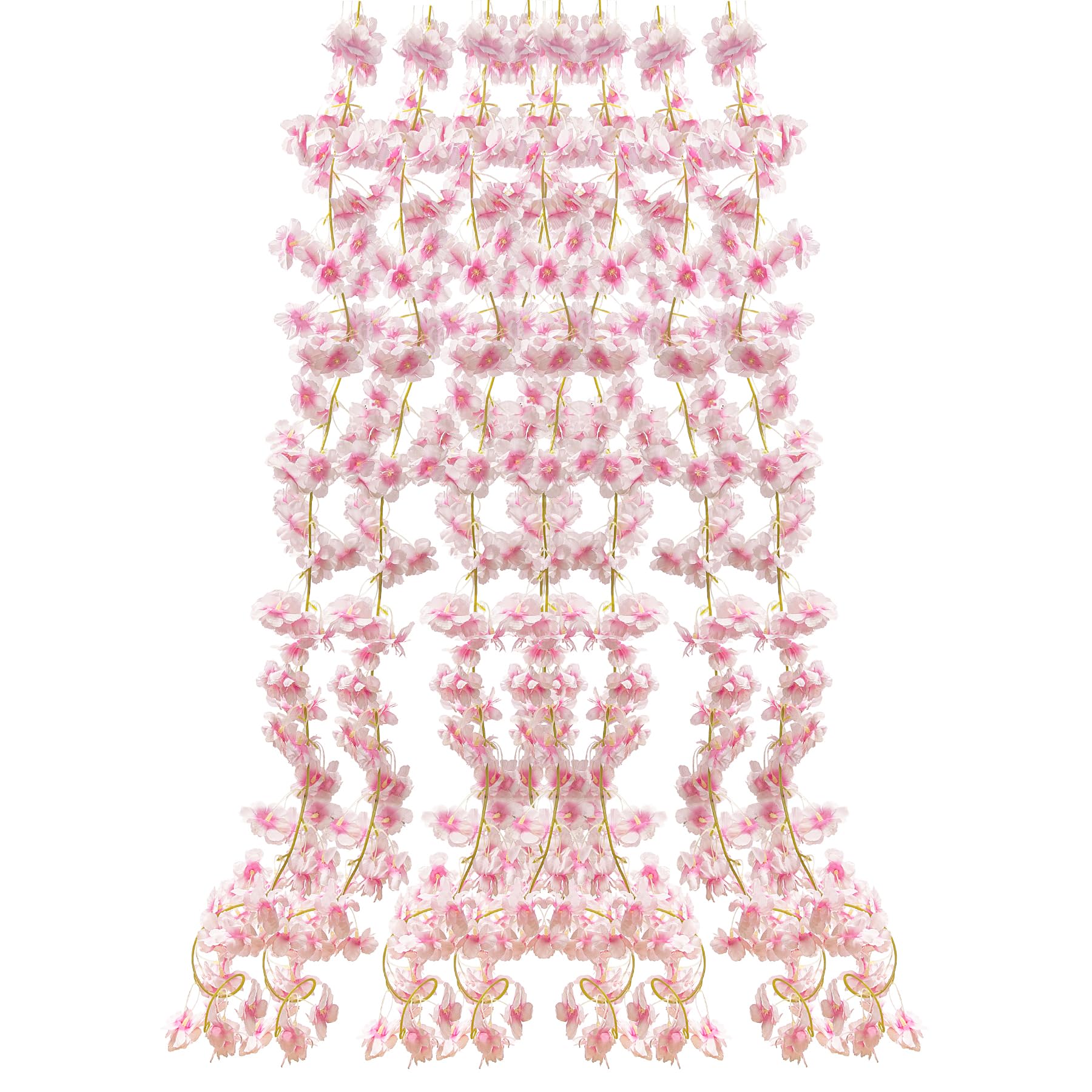 DesertBoy 2Pcs Cherry Blossom Artificial Silk Hanging Vine Garland, 180cm Faux Flower String for Wedding Garden Party Decoration