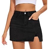 DEICAEVO Womens Mini Denim Skirt,Jean Skirt with Shorts Underneath,High Waisted Jean Skirts