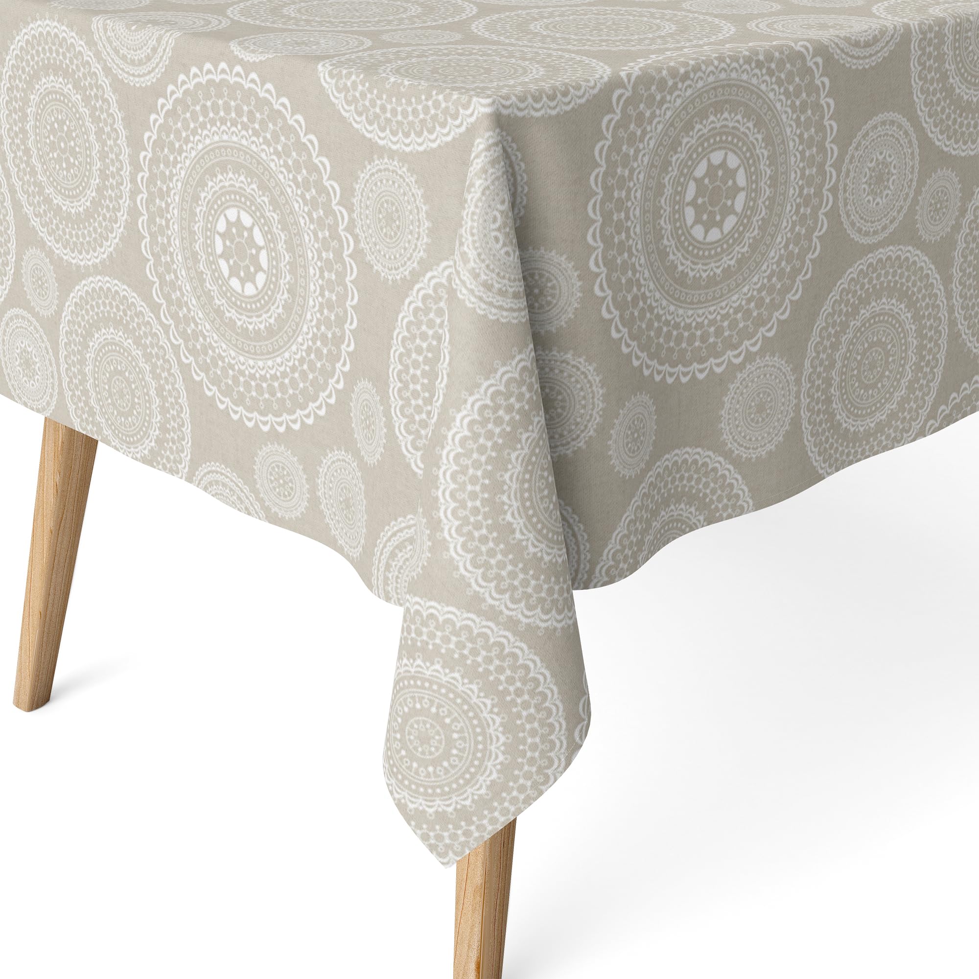 Martina Home Resin Tablecloth Mandala Beige 300 x 140 cm