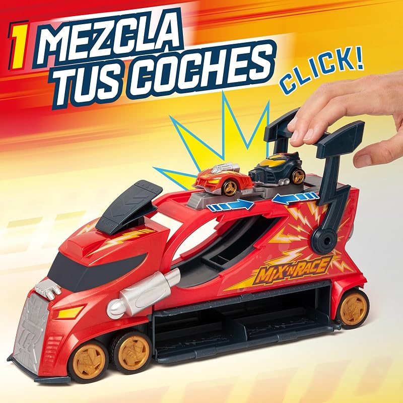 Mix ´N Race Thunder Truck– Camión Lanzador con 3 acciones en 1. Incluye 1 vehículo T-Racer Mix ´N Race Exclusivo, Zona para Montar vehículos, Tirador para lanzarlos y Espacio para 7 Coches — foto 5 de 8