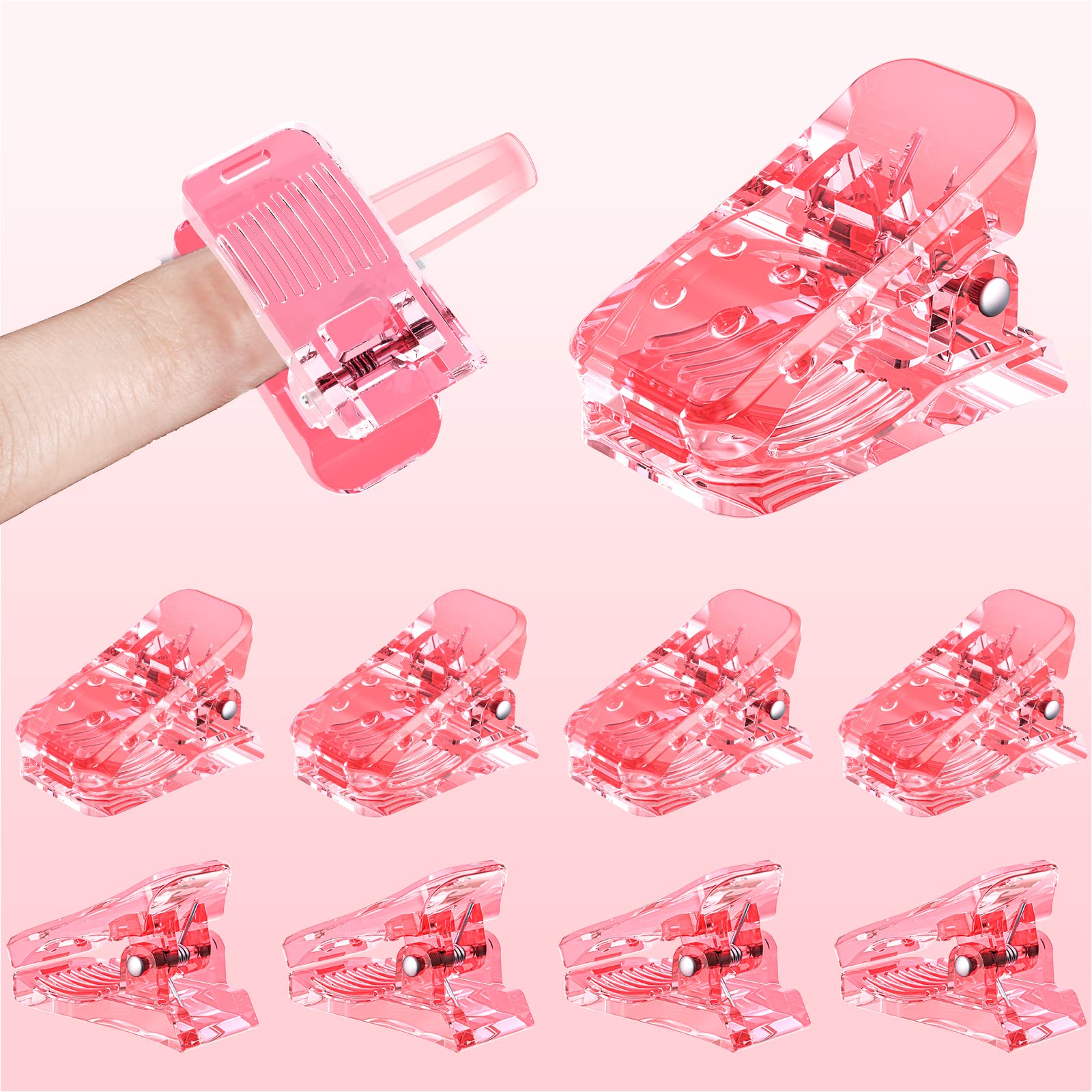 Photo 1 of 10Pcs Nail Tip Clips, Nail Clips for Poly Nail Gel, Nail Extension Gel Quick Building Nail Tips Clip for Dip Powder Nail Kit False Nail Tips and Dual Forms Manicure Nail Art Tools, Pink