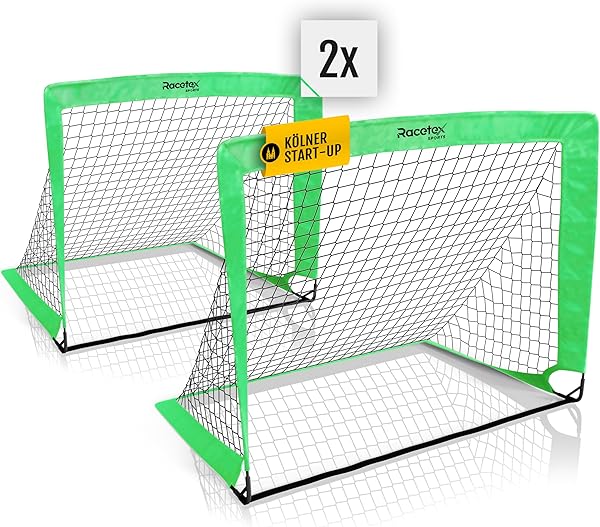 Racetex 2er Fußballtor Kinder Set - Fußball Tore inkl. nützlicher Tasche zum Transportieren - Version mit verstärkten Glasfaserstangen - Fussballtore für den Garten oder Park