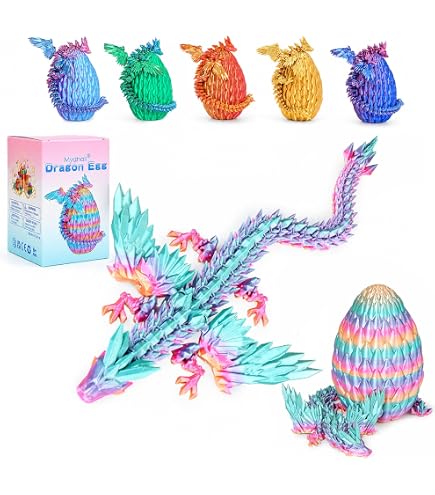 Oeuf de Pâques, oeuf de Dragon, Jouet de Dragon de 15 Pouces, Dragon Articulé, Jouets de Fidget pour l'Autisme / Adhd, Jouet de Cadeau Imprimé 3d, Jouets de Bureau Exécutif, Décoration de