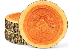 3 Pcs Round Throw Pillow Wood Slice Chair Pillow, 15 Inch Circle Seating Tree Stump Pillow Wood Decorative Soft Floor Cushion