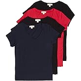 4 Pack Zenana Women's Basic V-Neck T-Shirts