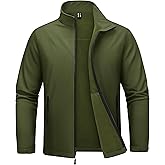 MAGCOMSEN Men's Fleece Lined Softshell Jacket Lightweight Waterproof Windbreaker Zip Up Winter Rain Coat Tactical Hiking