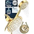 HammerHead Showers® ALL METAL Dual Shower Head Combo – BRUSHED GOLD – 8 Inch Rainfall High Flow Shower Head & Handheld Shower Head High Pressure with Hose 6ft - Hotel-Like Double Shower Heads