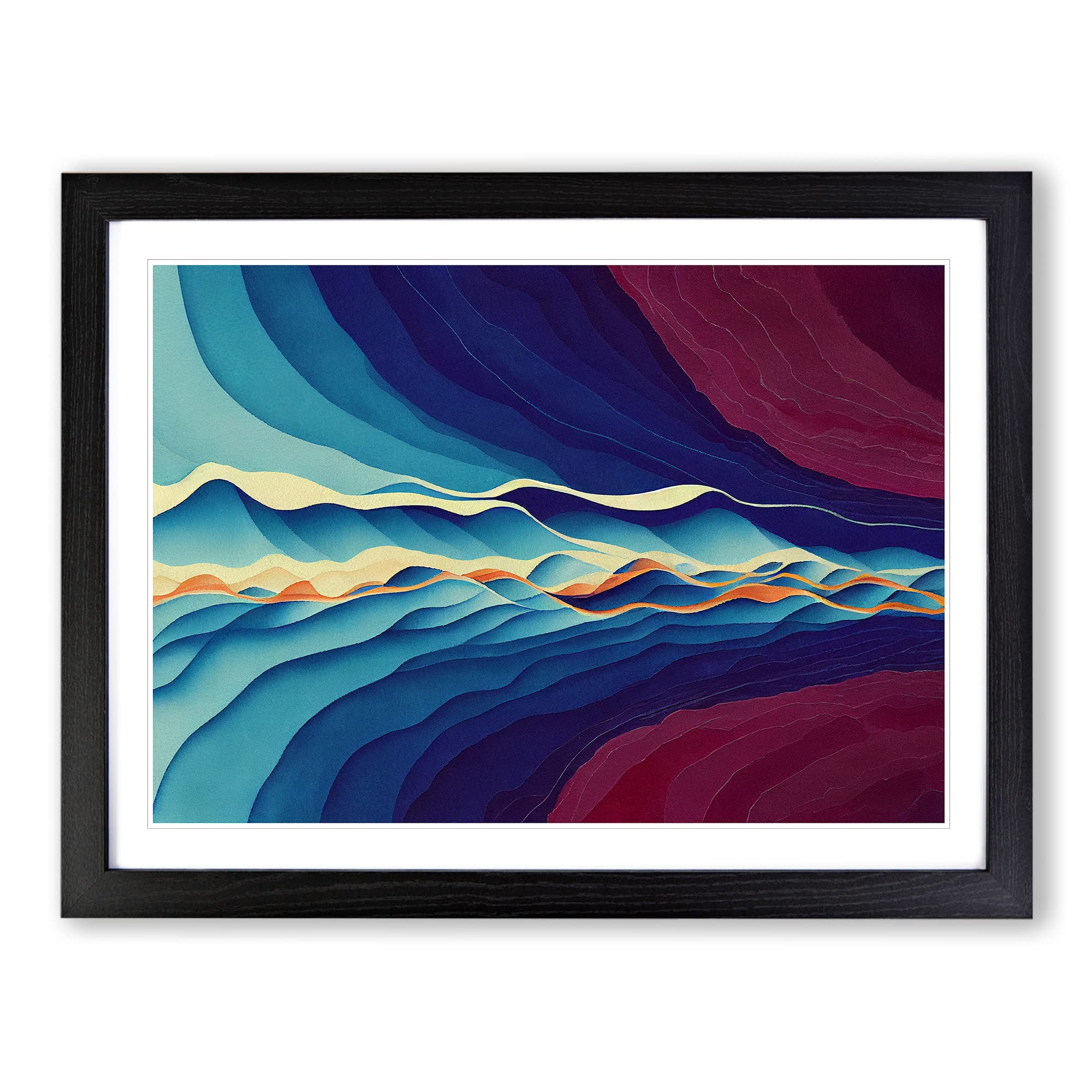 Watercolour Soundwave Art Vol.1 Abstract Framed Print | A3 Black Framed Wall Art | Ready to Hang | Abstract Historical Picture | Living Room Bedroom Lounge Office