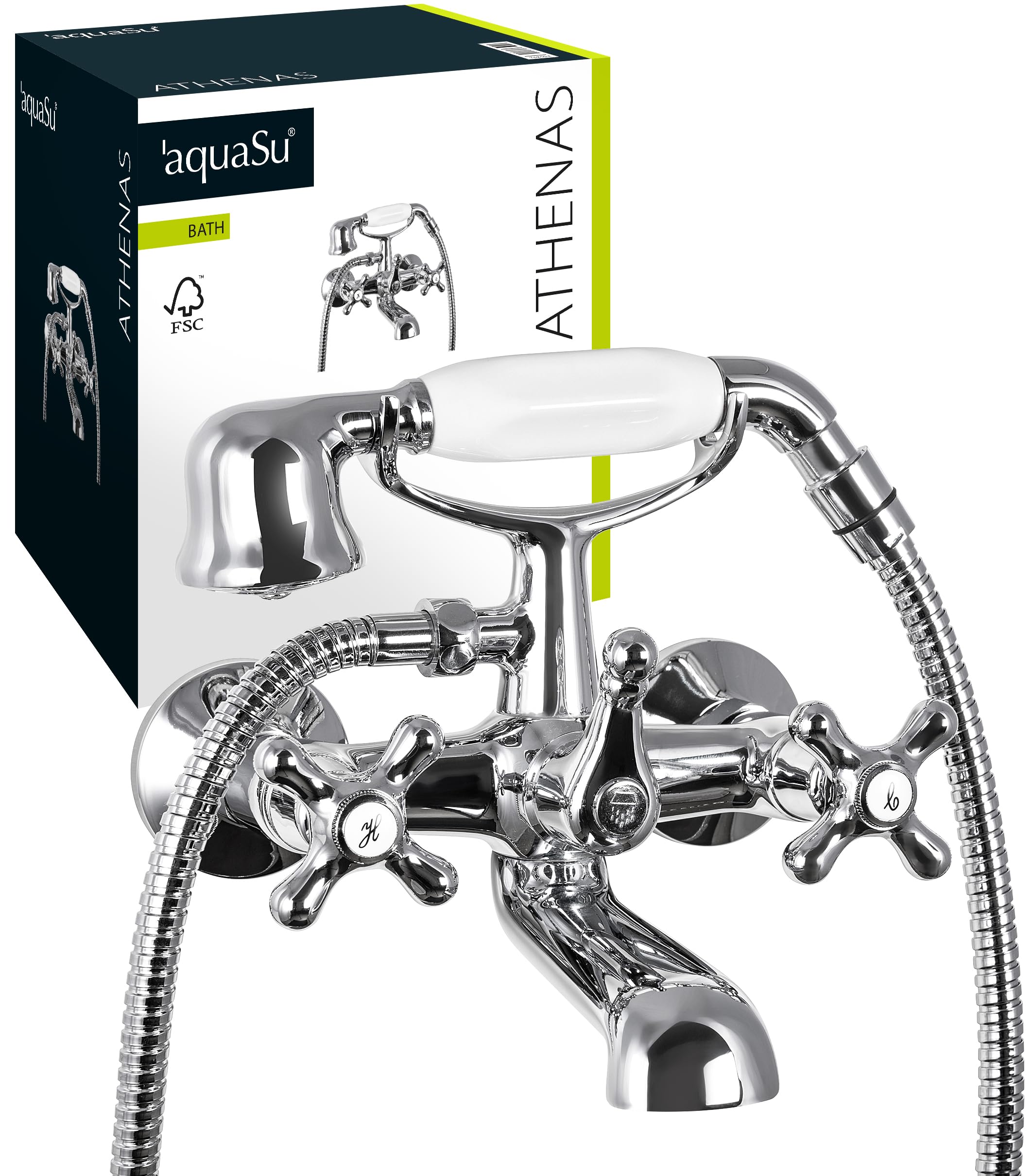 Sanitop-Wingenroth Athenas Two-Handled Mixer Tap for Bath with Shower Head Chrome