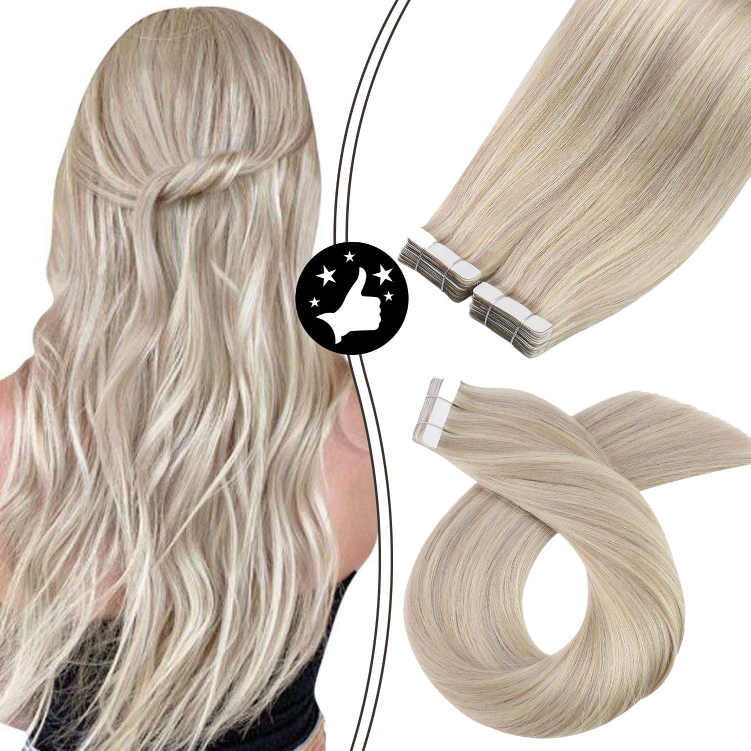Moresoo Human Hair Tape In Extensions 100g 18 Inch Ash