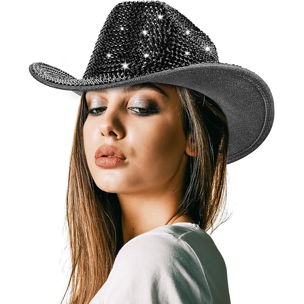 Amazon.com: Silver Rhinestone Western Cowboy Hat for Womens  display picture 3